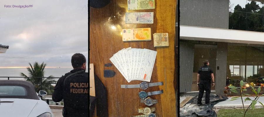 Agentes da Polícia Federal durante operação contra fraudes e crimes cibernéticos