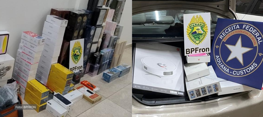 BPFRON e Receita apreendem R$ 220 mil em eletrônicos em Realeza