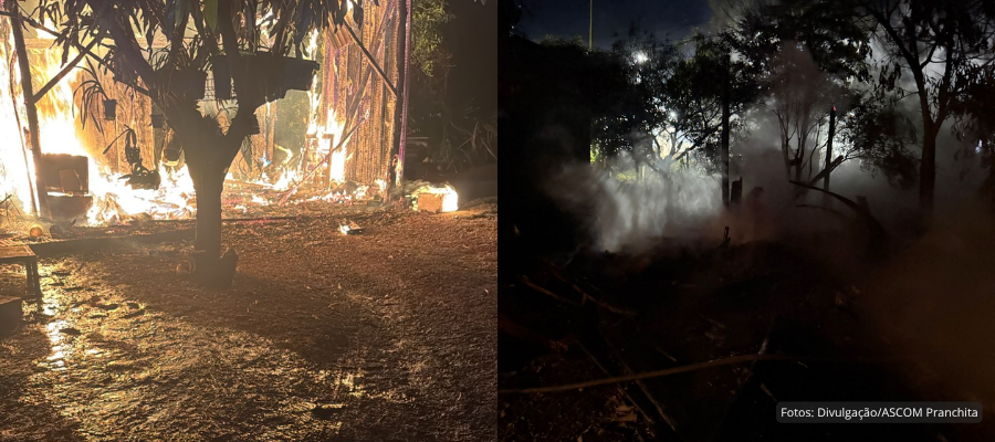Incêndio destruiu garagem em Pranchita.