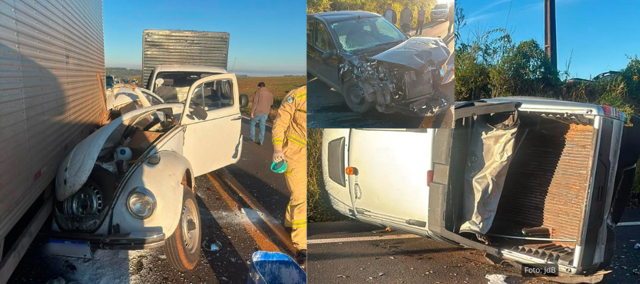Seis veículos se envolvem em acidente na BR-158, em Coronel Vivida