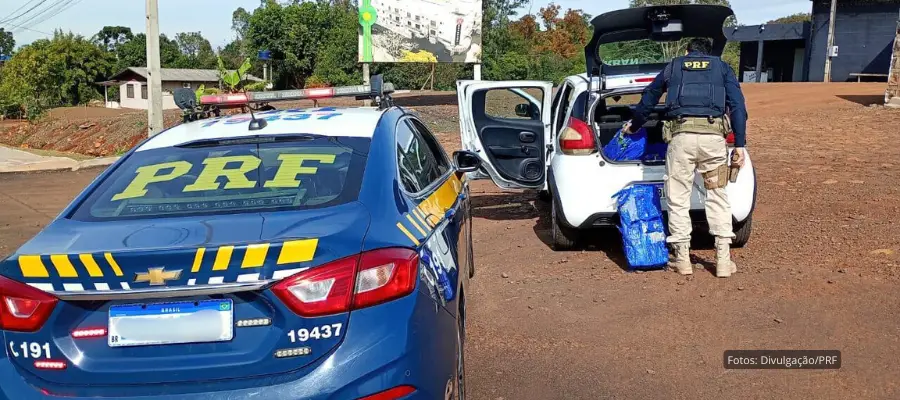 Viatura da PRF em operação na BR-163