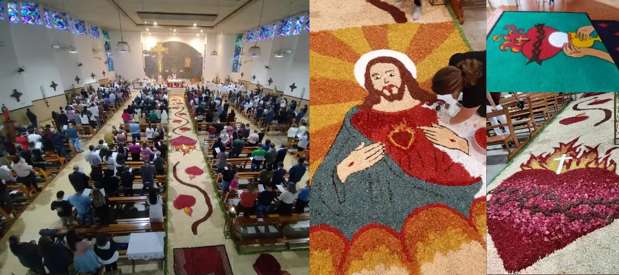 Igreja Matriz de Capanema com decoração litúrgica para Corpus Christi 2025