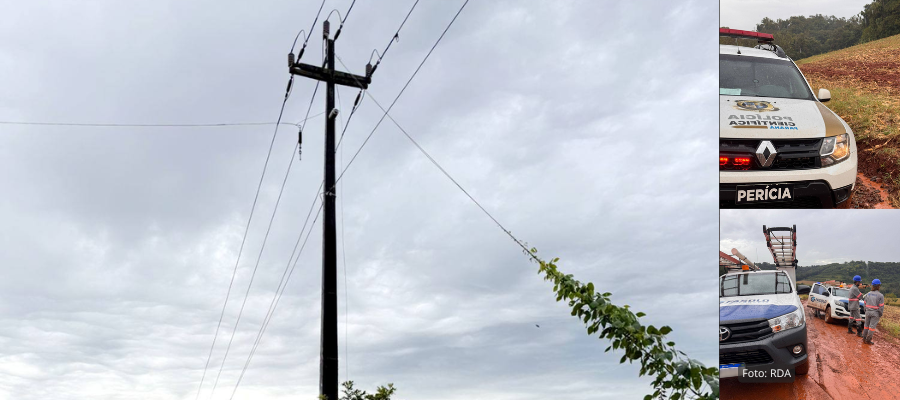 Equipes de emergência atendem acidente com fios de alta tensão em lavoura no interior de Realeza