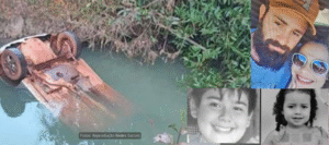 Veículo submerso no rio Tombador onde família foi encontrada