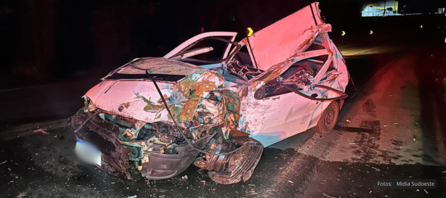 Acidente fatal entre carro e caminhão na BR-163 em Santo Antônio do Sudoeste