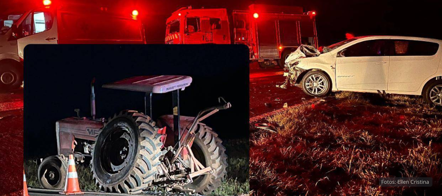 Trator danificado após colisão na PR-180 em Dois Vizinhos