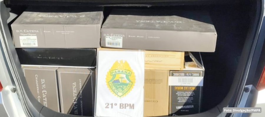 Polícia Militar apreende vinhos argentinos na BR-280 em Flor da Serra do Sul