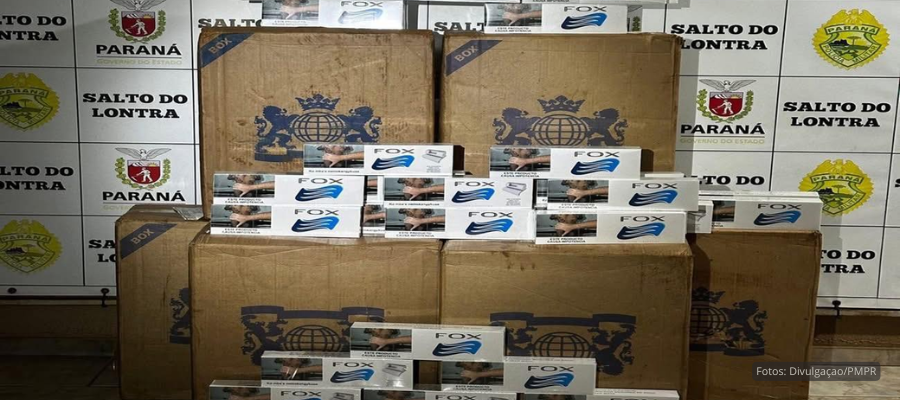 Veículo com cigarros contrabandeados capota na PR-281 em Salto do Lontra