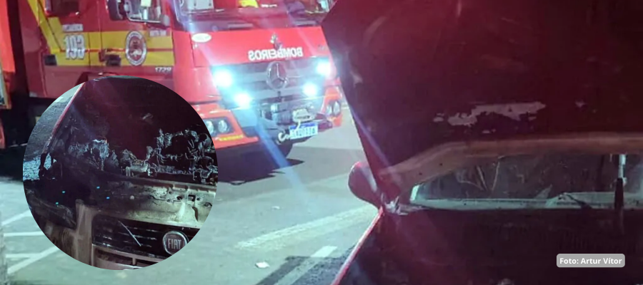 incêndio em veículo no centro de Barracão mobiliza bombeiros e polícia