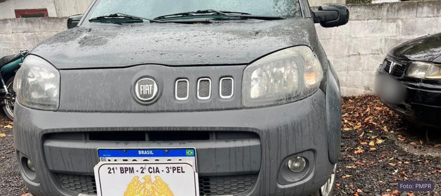 Fiat Uno clonado recuperado em Salto do Lontra pela PM