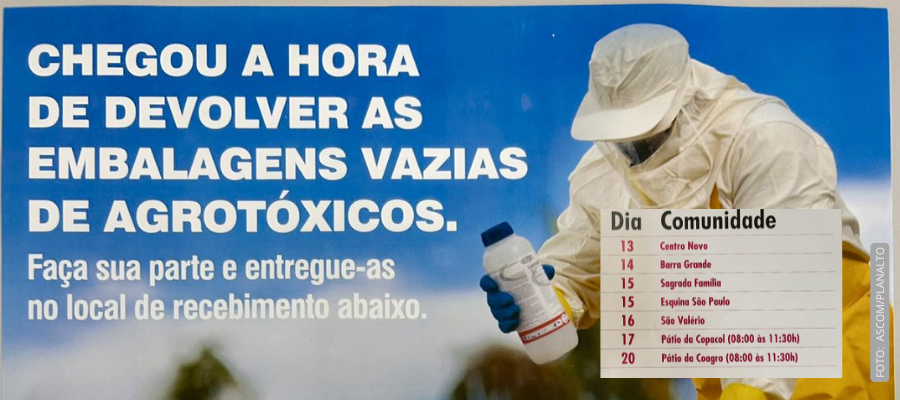 Planalto inicia coleta de embalagens de agrotóxicos