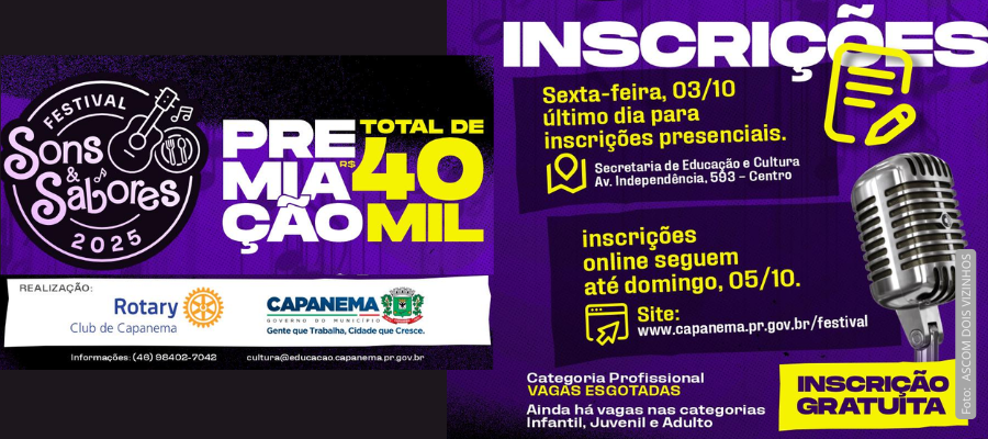 Festival Sons e Sabores 2025 em Capanema