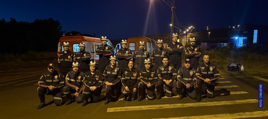 Condutores do SAMU Sudoeste em exercício prático de direção.