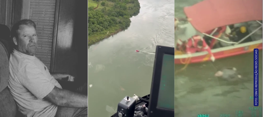 Helicóptero Falcão 13 localiza corpo de Sérgio Binder no Rio Iguaçu