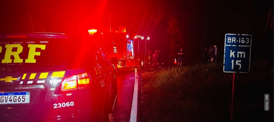 Colisão frontal na BR-163 próximo ao trevo de Bom Jesus do Sul