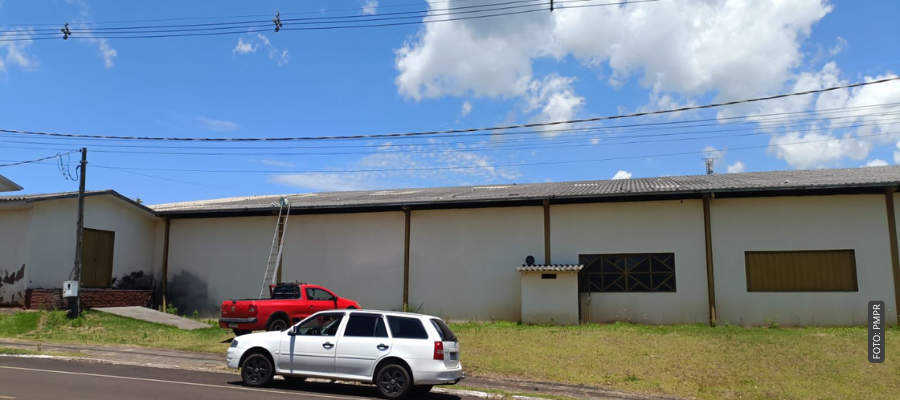 Local de acidente de trabalho em Sulina onde homem caiu de telhado