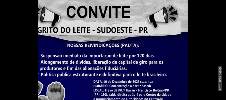 Produtores realizam o Grito do Leite em defesa do setor em Francisco Beltrão