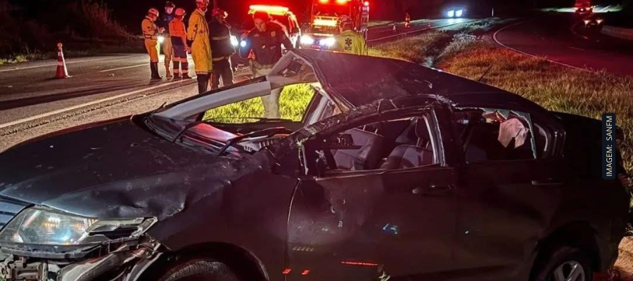 Capotamento na BR-163 em Capitão Leônidas Marques deixa motorista morto