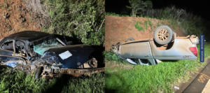 sinistro na PR-884 em Renascença com colisão frontal entre dois veículos