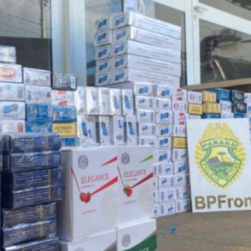 BPFRON apreende arma e mais de 2 mil maços de cigarros