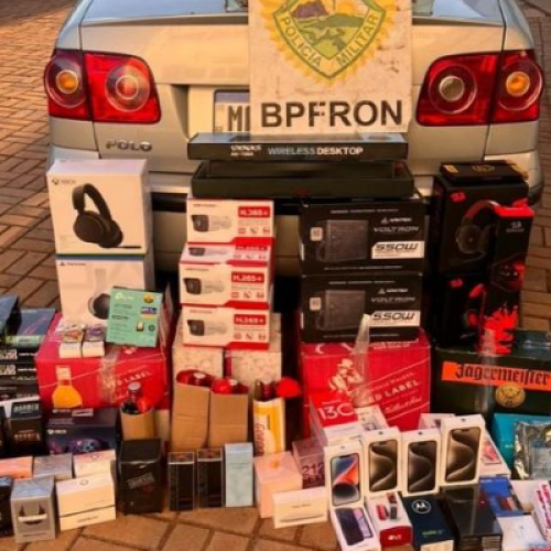 BPFRON apreende carro com produtos ilegais do Paraguai