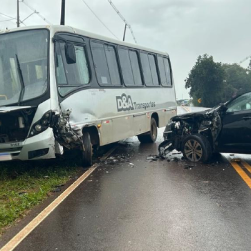 Motorista ferido do SUV em colisão com ônibus na PR-493 em Pato Branco