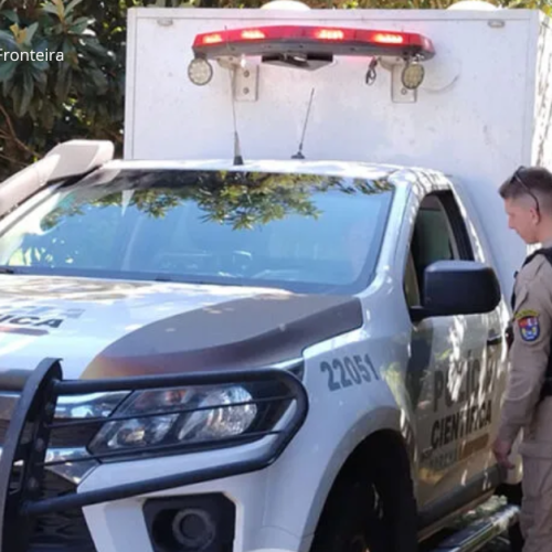 Polícia Científica realiza perícia no local do crime em Barracão. Foto: Divulgação/Jornal da Fronteira