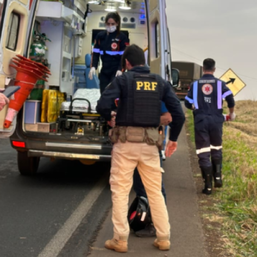Acidente com motocicleta mobiliza SAMU e PRF na BR-163, entre Pranchita e Pérola D’Oeste