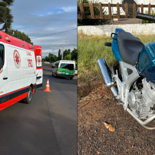 Acidente em Santa Izabel do Oeste entre carro e moto deixa jovem motociclista ferido