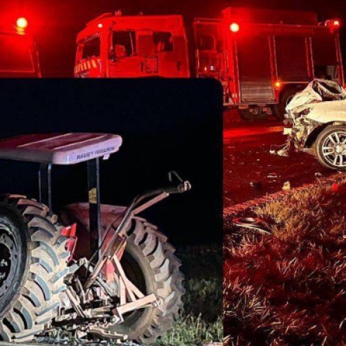 Colisão entre carro e trator deixa dois feridos na PR-180 em Dois Vizinhos