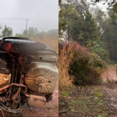 Capotamento na BR-163 em Pranchita deixa motorista de Capanema com ferimentos leves
