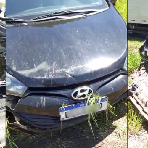 cidente na PR-483 entre carro e caminhão em trecho com obras