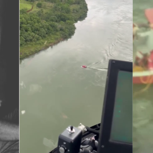 Helicóptero Falcão 13 localiza corpo de Sérgio Binder no Rio Iguaçu