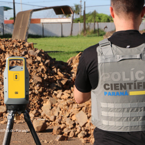 Scanner Trimble X7 em operação pela Polícia Científica do Paraná. Foto:Divulgação/PCP