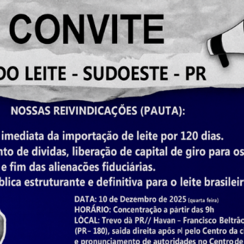 Produtores realizam o Grito do Leite em defesa do setor em Francisco Beltrão