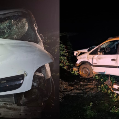 GM Zafira capotado na PR-483 em Planalto durante a noite