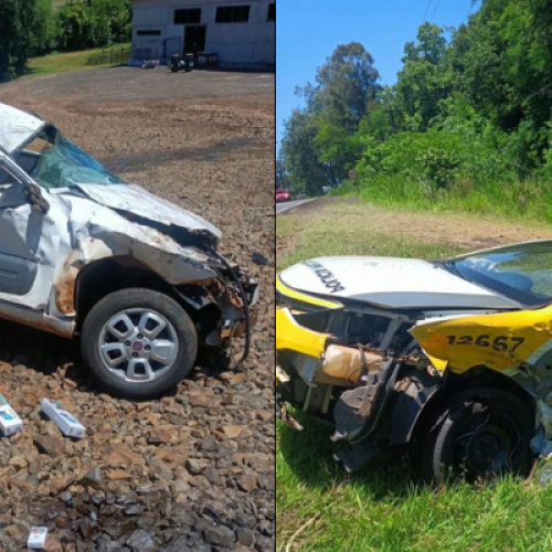 Veículos envolvidos no acidente PR-281 Salto do Lontra com carga de cigarros.